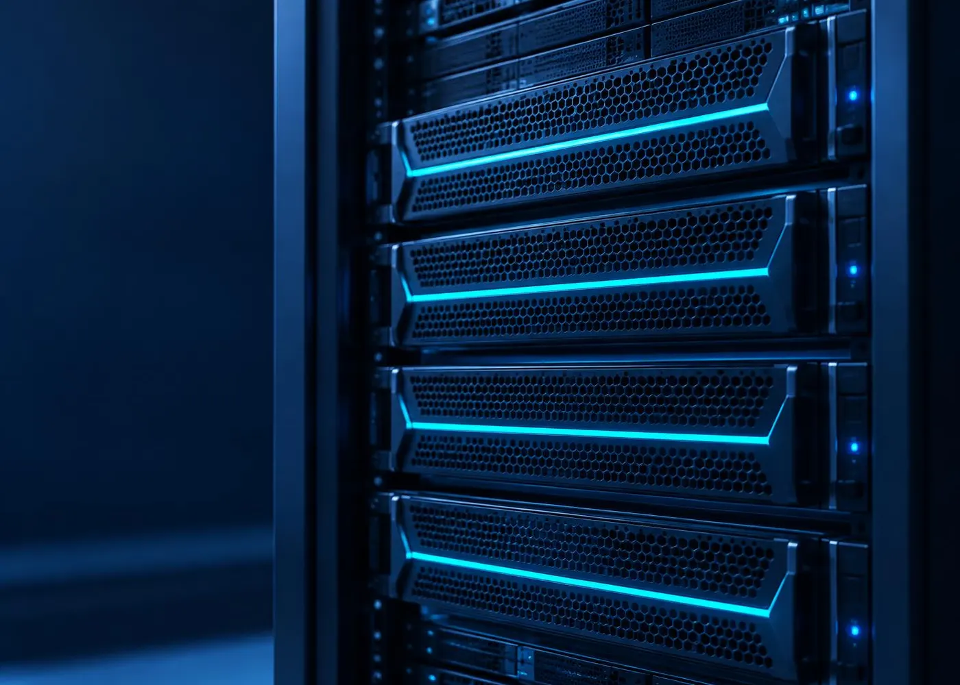Hyperconverged cluster nodes stacked in a rack